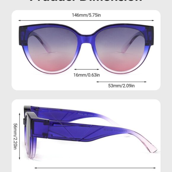 Fit Over Glasses Sunglasses Women TR90 Frame Polarized UV400 Protection - Picture 4 of 6